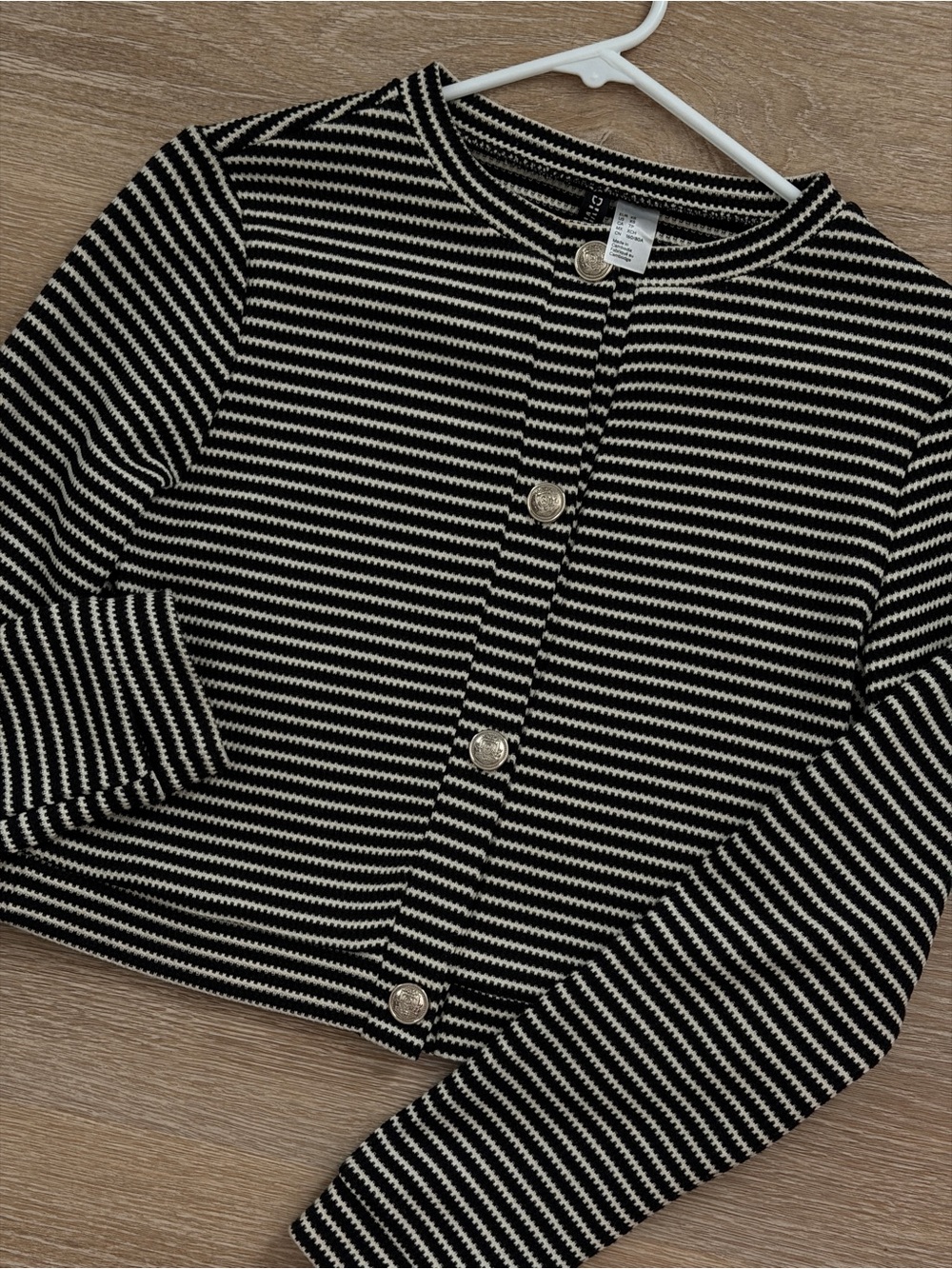H&M Black and White Striped Button Cardigan